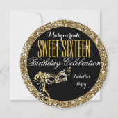 Sweet 16 Gold Glitter Mask Birthday Kaart (Voorkant)