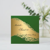 Sweet 16 Gold Green Elegant Invitation Kaart (Staand voorkant)