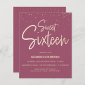 Sweet 16 Gold, legant, Simple Party Invite (Voorkant / Achterkant)