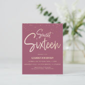 Sweet 16 Gold, legant, Simple Party Invite (Staand voorkant)