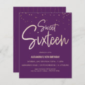 Sweet 16 Gold, legant, Simple Party Invite (Voorkant / Achterkant)