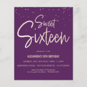 Sweet 16 Gold, legant, Simple Party Invite (Voorkant)