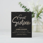 Sweet 16 Gold, legant, Simple Party Invite (Staand voorkant)
