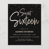 Sweet 16 Gold, legant, Simple Party Invite (Voorkant)