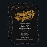 Sweet 16 Gold Masker Maskerade Uitnodiging<br><div class="desc">Sweet 16 Masquerade Bal Goud en Zwart Uitnodiging</div>