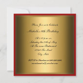 Sweet 16 Gold Red Elegant Invitation Kaart (Achterkant)
