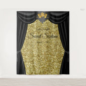 Sweet 16 Gold Roos Black Curtain Gold Glitter Wandkleed (Voorkant)