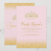 Sweet 16 Gold & Sparling Uitnodigingen (Voorkant / Achterkant)