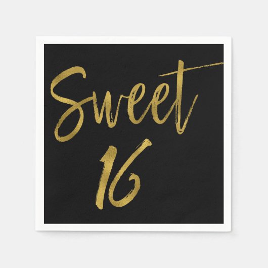 Sweet 16 Gouden folie Verjaardagsservetten Servetten (Voorkant)