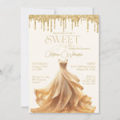 Sweet 16 Gouden Glitter Drips Jurk Sweet Sixteen Kaart (Voorkant)