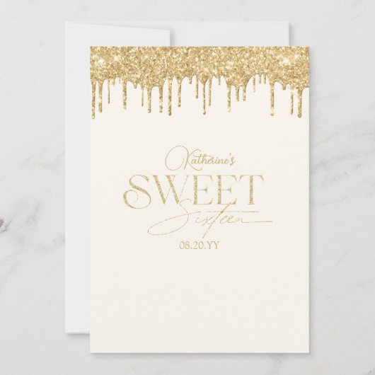 Sweet 16 Gouden Glitter Drips Jurk Sweet Sixteen Kaart (Achterkant)