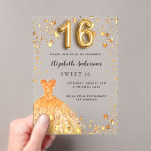 Sweet 16 gouden jurk sterren Clear Acryl Uitnodigingen (Insitu (Draagbaar))