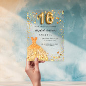 Sweet 16 gouden jurk sterren Clear Acryl Uitnodigingen