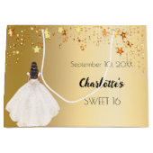 Sweet 16 gouden sterren ivoren jurk groot cadeauzakje (Voorkant)