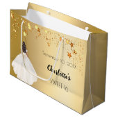 Sweet 16 gouden sterren ivoren jurk groot cadeauzakje (Voorkant Gekanteld)