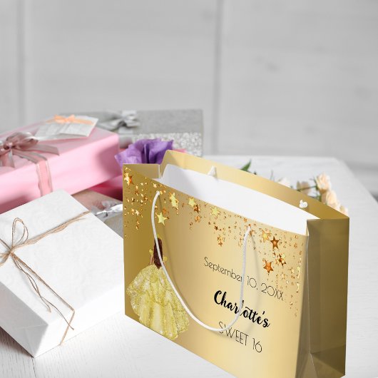 Sweet 16 gouden sterren jurk tiara groot cadeauzakje