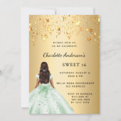 Sweet 16 greeb gouden jurk sterren kaart (Voorkant)