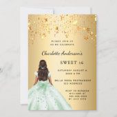 Sweet 16 greeb gouden jurk sterren kaart (Voorkant)