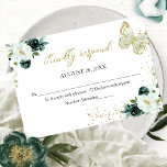 Sweet 16 Green Floral Butterfly RSVP Enclosure Kaart<br><div class="desc">Schattige, smaragdgroene florale, zoete 16 verjaardagsreactiekaart. Eenvoudig aan te passen met uw details. Neem contact met me op via chat als je vragen hebt over het kunstwerk of je moet aanpassen. Controleer het collectie op meer items. OPMERKING: voor hulp bij bestellingen, verzendgegevens, productinformatie, enz., neemt u rechtstreeks contact op met...</div>