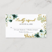 Sweet 16 Green Floral Butterfly RSVP Enclosure Visitekaartje (Voorkant)