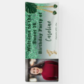 Sweet 16 Green Glitter, Heart Pareltjes & Foto Spandoek (Verticaal)