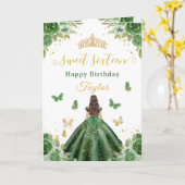 Sweet 16 Green Princess Brunette Girl Kaart (Gele Bloem)