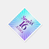 Sweet 16 Groovy Paarse Blauwe Gradient Boho Retro Servet (Hoek)