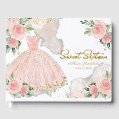 Sweet 16 Guest Book Blush Pink Gown Floral Gastenboek (Voorkant)