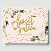 Sweet 16 Guest Book Gold Foil Blush Pink Floral Gastenboek (Voorkant)