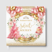 Sweet 16 Guest Book Gold Glitter Blush Pink Gastenboek (Voorkant)