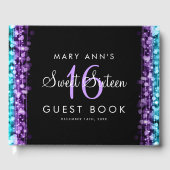 Sweet 16 Guestbook Party Paarse & Turquoise Lichte Gastenboek (Voorkant)