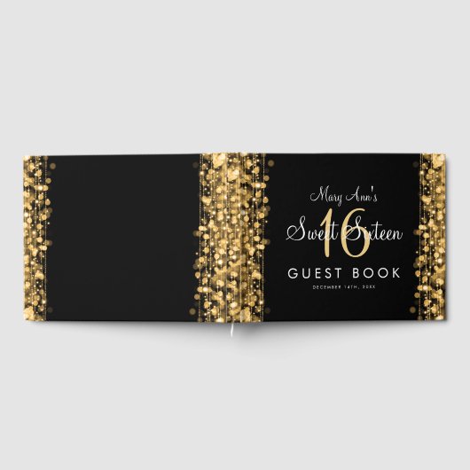 Sweet 16 Guestbook Party Sparkles Gold Gastenboek (Volledig)