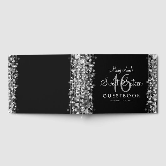 Sweet 16 Guestbook Party Sparkles Zilver Gastenboek (Volledig)