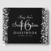 Sweet 16 Guestbook Party Sparkles Zilver Gastenboek (Voorkant)