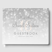 Sweet 16 Guestbook Silver Bokeh Sparkle Light Gastenboek (Voorkant)
