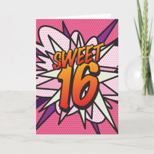 SWEET 16 HAPPY BIRTHDAY Comic Book Pop Art Card Bedankkaart