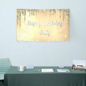 Sweet 16 Happy Birthday Jouw naam Glitter Spandoek (Beurs)