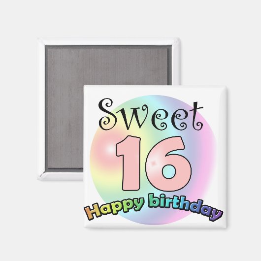 Sweet 16 Happy Birthday Magneet (Voorkant / Achterkant)