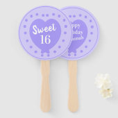 Sweet 16 Happy Birthday Paars Heart Handwaaier (Voorkant en achterkant)