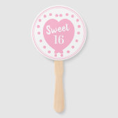 Sweet 16 Happy Birthday Roze Heart Aangepaste naam Handwaaier (Voorkant)