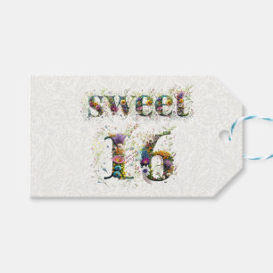 Sweet 16 Happy Birthday Wildflowers Tekst Cadeaulabel