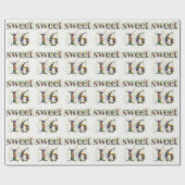 Sweet 16 Happy Birthday Wildflowers Tekst Cadeaupapier (Vlak)
