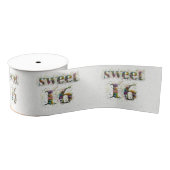 Sweet 16 Happy Birthday Wildflowers Tekst Grosgrain Lint (Spoel)