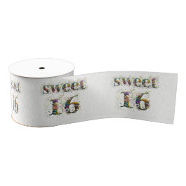 Sweet 16 Happy Birthday Wildflowers Tekst Grosgrain Lint