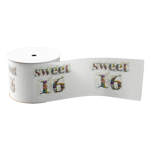 Sweet 16 Happy Birthday Wildflowers Tekst Grosgrain Lint (Spoel)