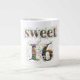 Sweet 16 Happy Birthday Wildflowers Tekst Grote Koffiekop