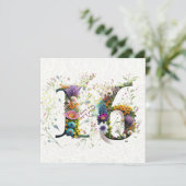 Sweet 16 Happy Birthday Wildflowers Tekst Kaart (Staand voorkant)