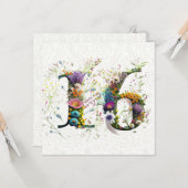 Sweet 16 Happy Birthday Wildflowers Tekst Kaart (Voorkant / Achterkant in situ)