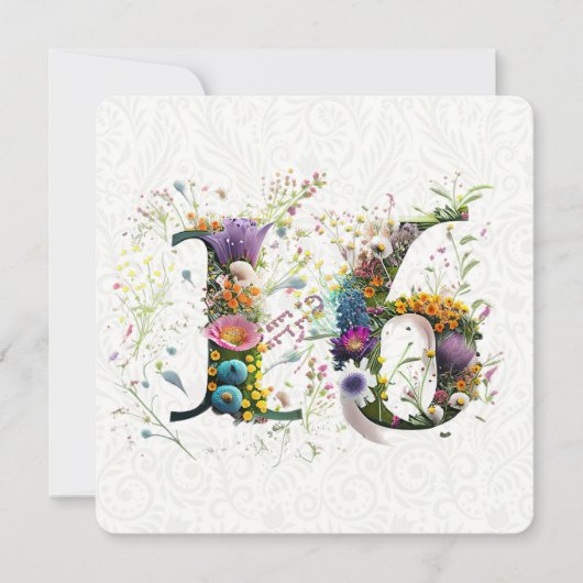 Sweet 16 Happy Birthday Wildflowers Tekst Kaart (Voorkant)