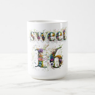 Sweet 16 Happy Birthday Wildflowers Tekst Koffiemok